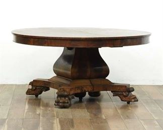 Antique Round Dining Table With Claw Feet 