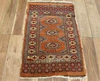 2.5' X 3.5' Hand-Knotted Orange And Red Rug