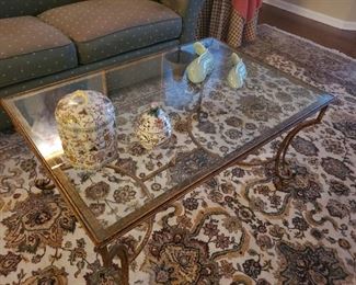 Glass top coffee table 42.5L X 28D X 21H