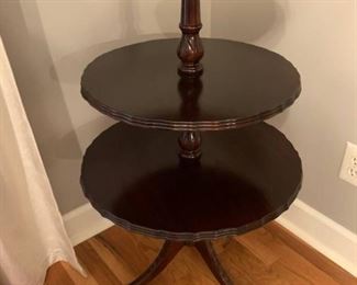 3 Tier Pie Crust Mahogany Accent Table