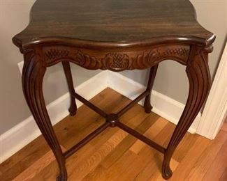 French Carved Walnut Accent Table