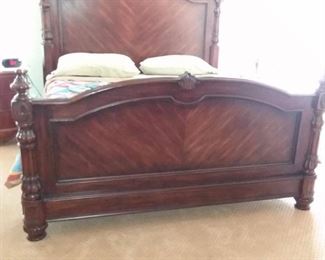 Oversized King Size Mahogany Bed with Double Horseshoe Motif