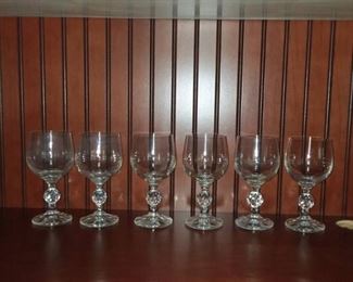 Set of 6 French Crystal Wine Glasses