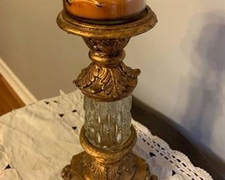 Venetian Style Candle Holder with Glass Stem