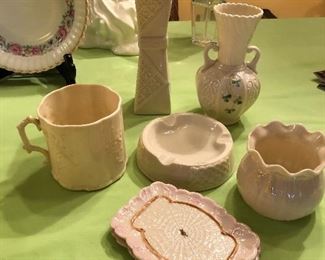Belleek treasures (vase with shamrocks and both trays sold)