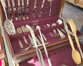 Prestige, plate, flatware.  Service for 8 with many extra matching pieces 