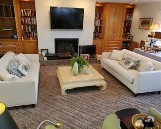 Walter E. Smith, matching sofas  great condition.  Contemporary, coffee table, marble finish 