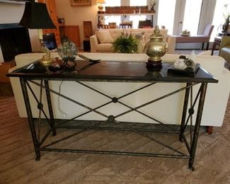 Sofa table,  black marble top table 