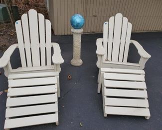 Adirondack Chairs, Gazing ball and stand 