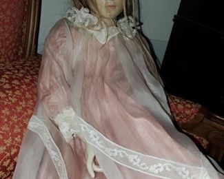 Doll,  Vintage Doll, wax over porcelain, Brigitte Deval, Italy 