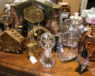 Perfume collection and 1920's marble art deco mantle clock!