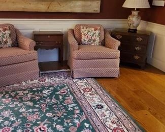 Custom pair of Swivel armchairs
