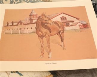 Alydar at Calumet farm print. Signed and numbered 23/1000
