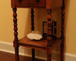 Antique pine side table with pull out ash tray.