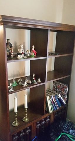 Bookcase and assorted collectibles