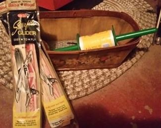 Vintage wood gliders / kite string