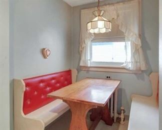 Breakfast nook table and banquette seats