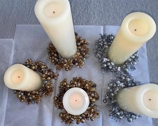 NEW WITH TAGS
FROM NEIMAN MARCUS
SET OF 5 CHRISTMAS HOLIDAY CANDLE RINGS FOR YOUR TABLE AND DECOR
METALLIC GOLD AND SILVER GLITTER
3 GOLD RINGS. 2 SILVER RINGS.
DIAMETER: APPROX. 6". HOLE DIAMETER: APPROX. 4"
FESTIVE. METALLIC. GLAMOROUS!