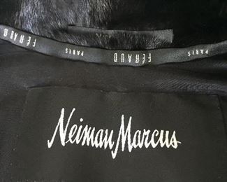 Neiman Marcus FERAUD Paris 
Full-length Long Ladies Black Mink Fur Coat 
Made in Canada 
Estimated retail: $29,000

Extremely high quality. Excellent condition. Excellent, clean lining. Dual slit pockets at sides. Concealed 3 hook-and-eye closures in front. Front-top button for extra warmth. Worn twice. Magnificent sheen on this fur. 

This coat has NOT been altered in size from its original purchase. 
4 monogrammed initials in inside lining. 
Comes with Neiman Marcus dust bag. 

APPROXIMATE MEASUREMENTS:
Length from top of shoulder to bottom of coat: 52"
Shoulders: 18"
Sleeve: 26"
Waist: 40"
