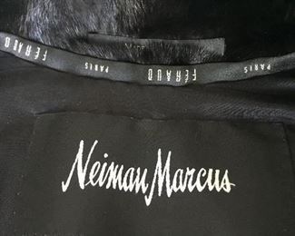 Neiman Marcus FERAUD Paris
Full-length Long Ladies Black Mink Fur Coat
Made in Canada
Estimated retail: $29,000
Extremely high quality. Excellent condition. Excellent, clean lining. Dual slit pockets at sides. Concealed 3 hook-and-eye closures in front. Front-top button for extra warmth. Worn twice. Magnificent sheen on this fur.
This coat has NOT been altered in size from its original purchase.
4 monogrammed initials in inside lining.
Comes with Neiman Marcus dust bag.
APPROXIMATE MEASUREMENTS:
Length from top of shoulder to bottom of coat: 52"
Shoulders: 18"
Sleeve: 26"
Waist: 40"