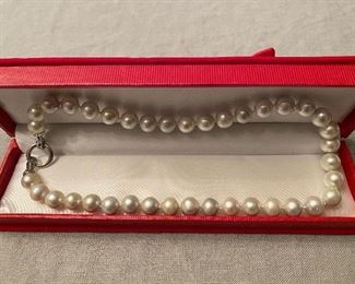 Pearl classic timeless white round necklace. 18.5 inches long. 