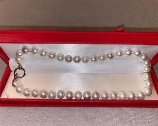 Pearl classic timeless white round necklace. 18.5 inches long. 
