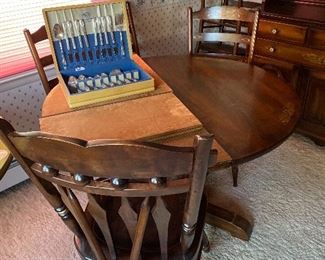 Hitchcock pedestal  Table 44" w/ 6 chairs & leaf. $350 Purchase table & buffet together for $525