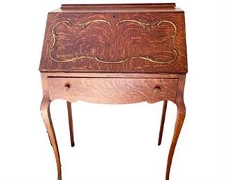 Antique American Oak Slant Front Writing Desk