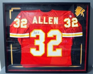 Marcus Allen Kansas City Chiefs #32 Autographed Jersey, Framed, Under Glass, 38.5" Wide x 32.25" High