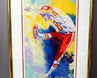 Leroy Neiman (American, 1921-2012) Nick Lowery Kansas City Chiefs #8 Autographed Print, Signed By Player And Artist, Framed,  26.5" W x 38.5" H
