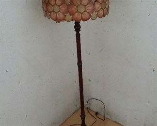 wooden lamp with egg shell shade