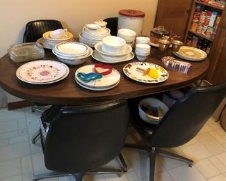 Table & Chairs, Corelle Dishes, Plates