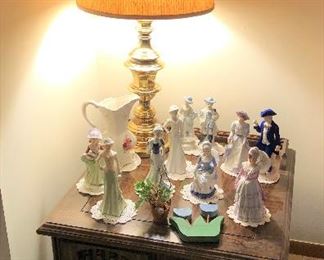 Table Lamp, Side Table, Figurines