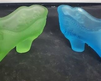 Lot of 2. Green and Blue Frosted Shoes.