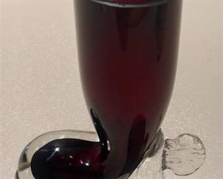 Ruby Red and Clear Glass Boot
