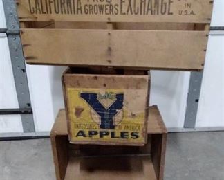 Lot of 3 vintage produce wooden crates