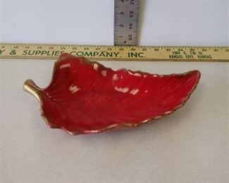 California Org Leaf ash trays red and gold