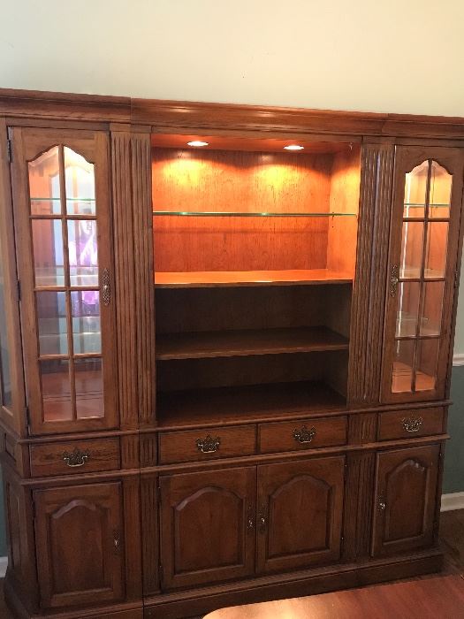 Thomasville Lighted Solid Oak Wall Unit