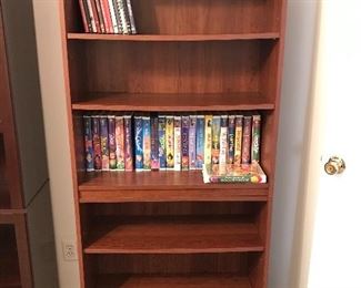 Wood Bookshelf/Vintage Disney VHS Tapes/DVD's