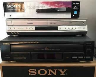 Sony DVD Player/Toshiba VHS & DVD Player/TEAC Compact Disc Multi Player/Sony Stereo Turntable System