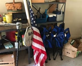 Metal Detector/American Flag/Quad Folding Chairs/Battery Jumper Cables/Coolers