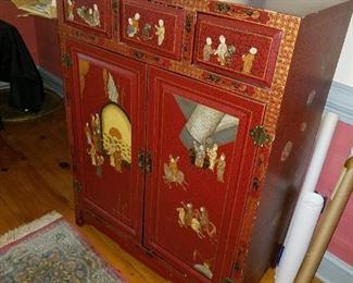 pair Asian themed cabinets