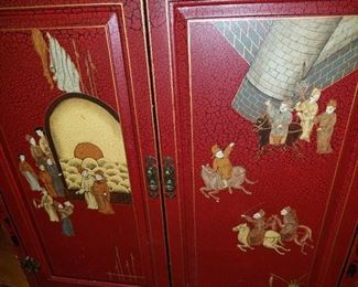 pair Asian themed cabinets