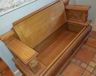 handmade bench w storage (NOTE: this is VERY heavy. bring moving/loading help)