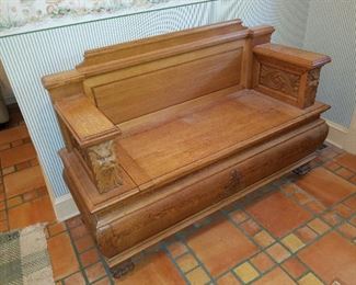 handmade bench w storage (NOTE: this is VERY heavy. bring moving/loading help)