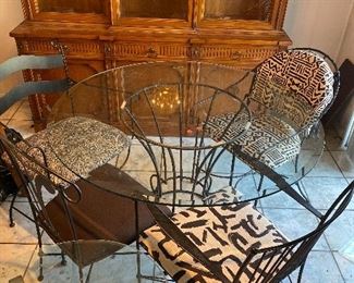 Maurice Villany glass top table and 2 chairs