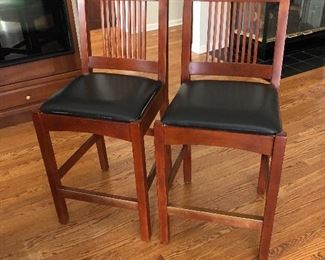 pair cherry wood counter height stools