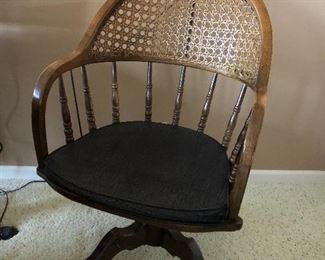 vintage cane back swivel desk chair with pad