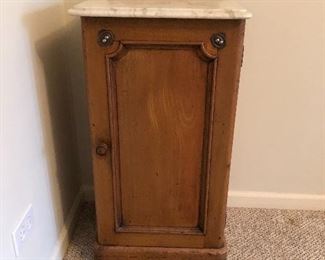 antique pine with marble top petite cupboard