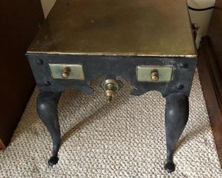 antique cast iron & brass stove base